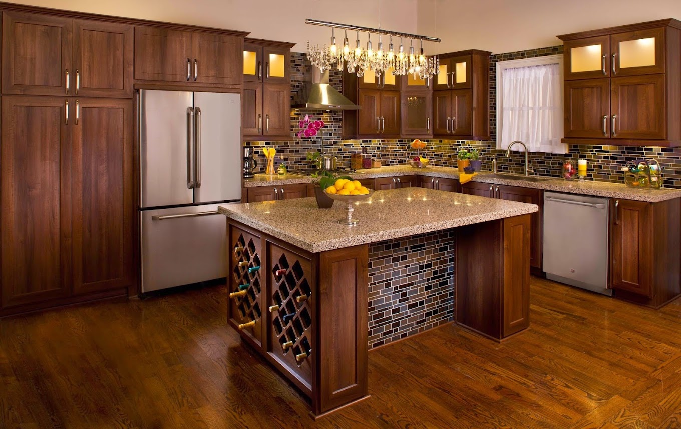 Bright kitchen with stone countertops and cabinetry